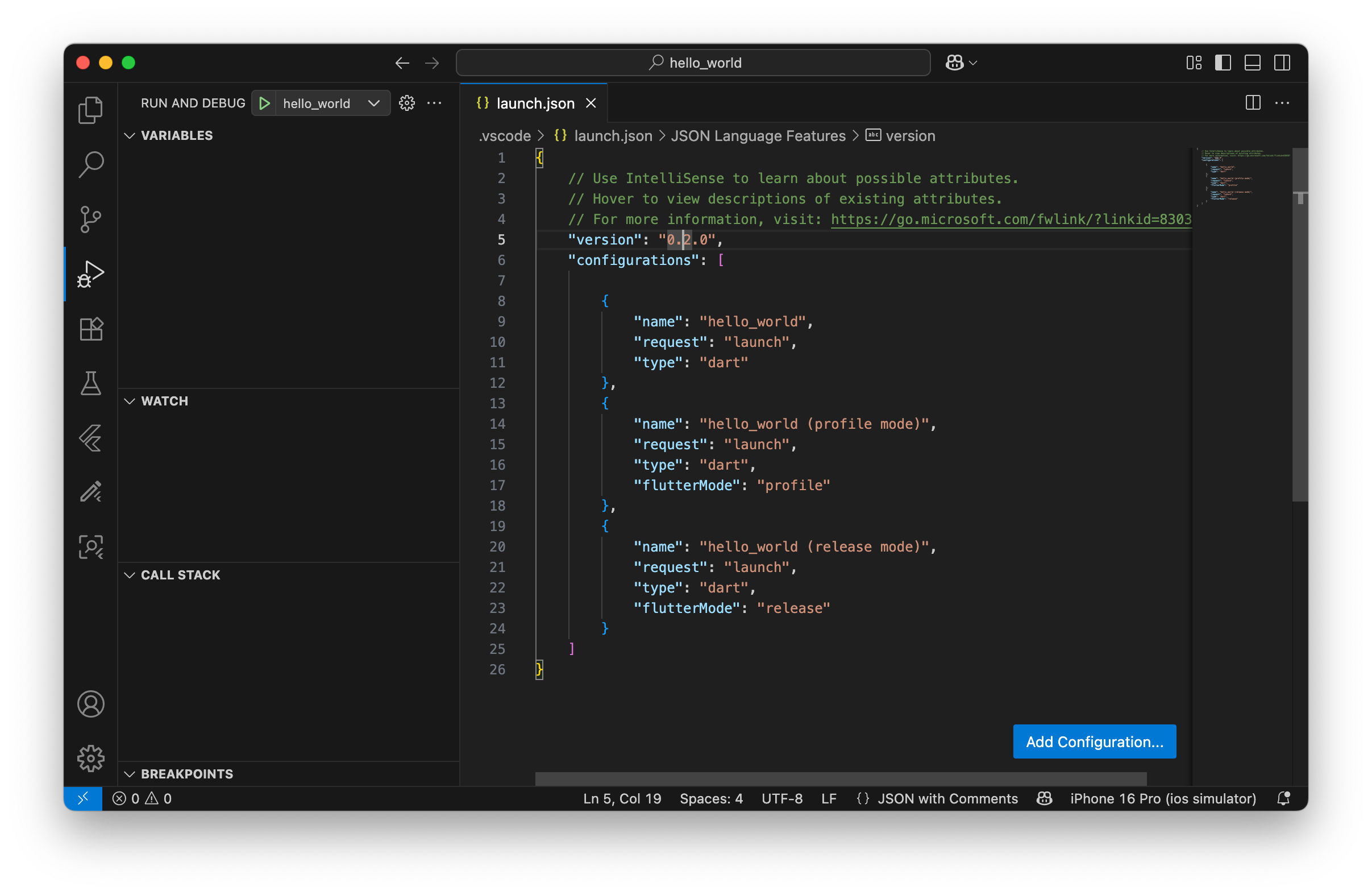 launch.json ファイル