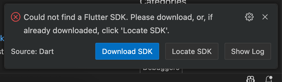 Flutter SDK ダウンロード通知